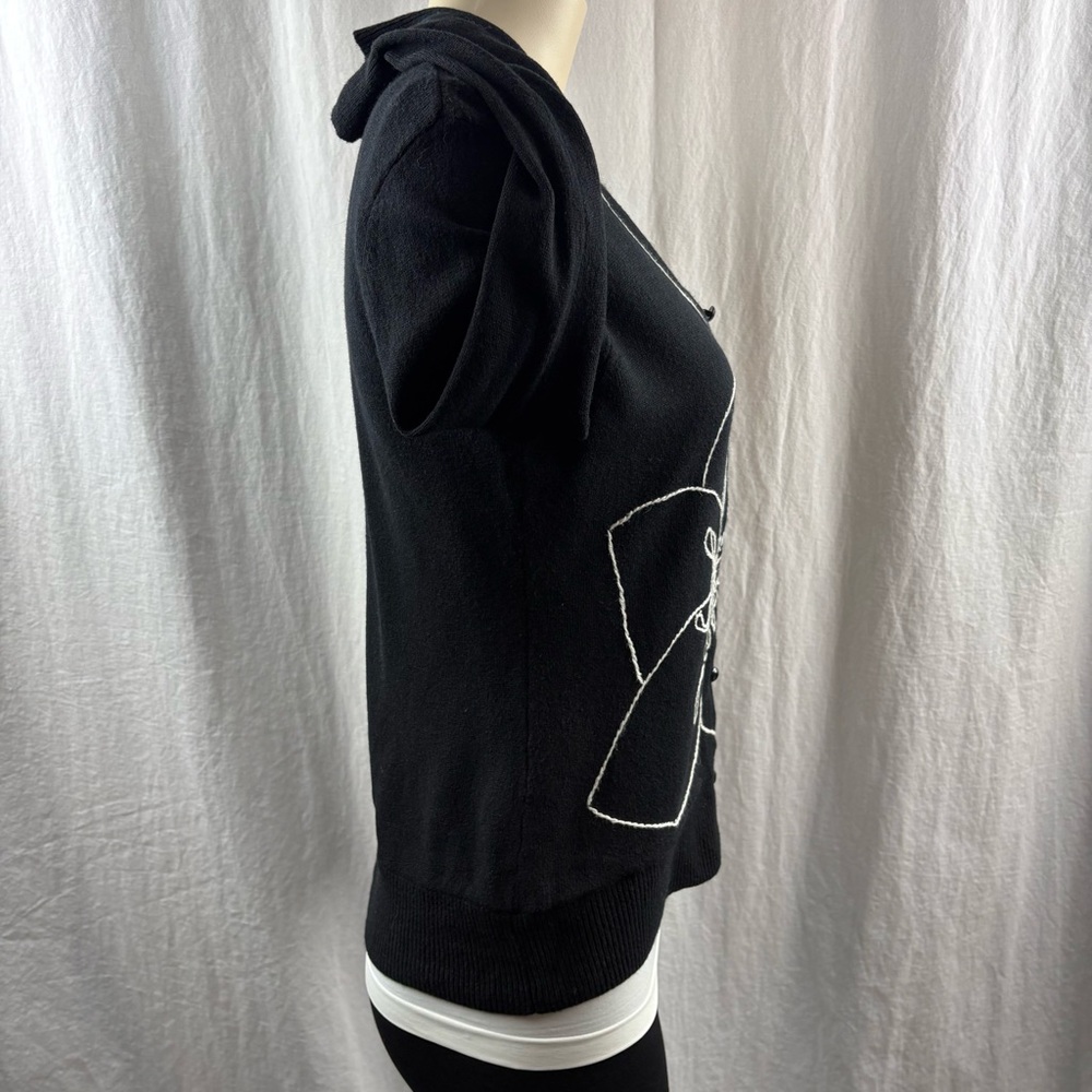 ANTHROPOLOGIE TABITHA Outline Celadine Cardigan Black W/White Fully Lined M - Picture 6 of 10